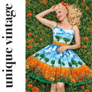 Unique Vintage Bernie Dexter Poppy Fields Chelsea Swing Dress, Size 3x, NWT!